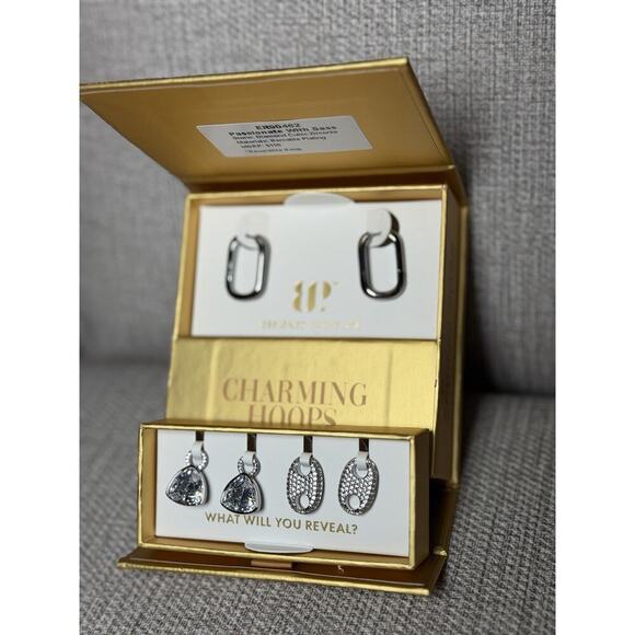 Bomb Party Charming Hoops ER90462 Passionate With Sass - Diamond CZ Hematite - Picture 4 of 5